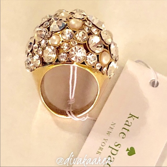 Kate Spade NEW SIZES Bauble Ring Pearls/Crystal - Picture 3 of 10
